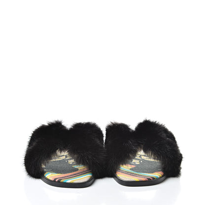 Hermes Mink Fur Sandals 39 Black 2 of 9