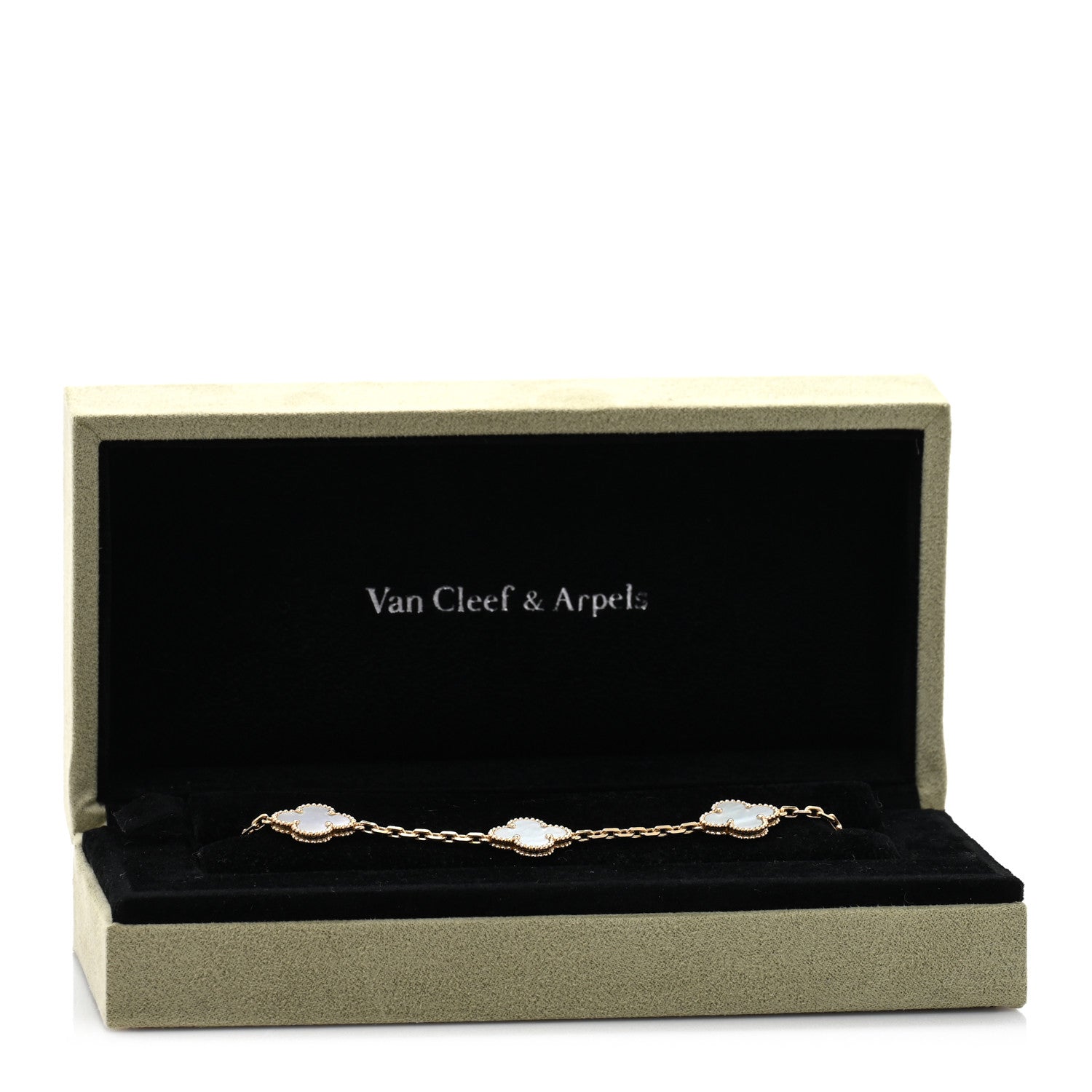 Van Cleef & Arpels 18K Yellow Gold Mother of Pearl 5 Motifs Vintage Alhambra Bracelet 4 of 4