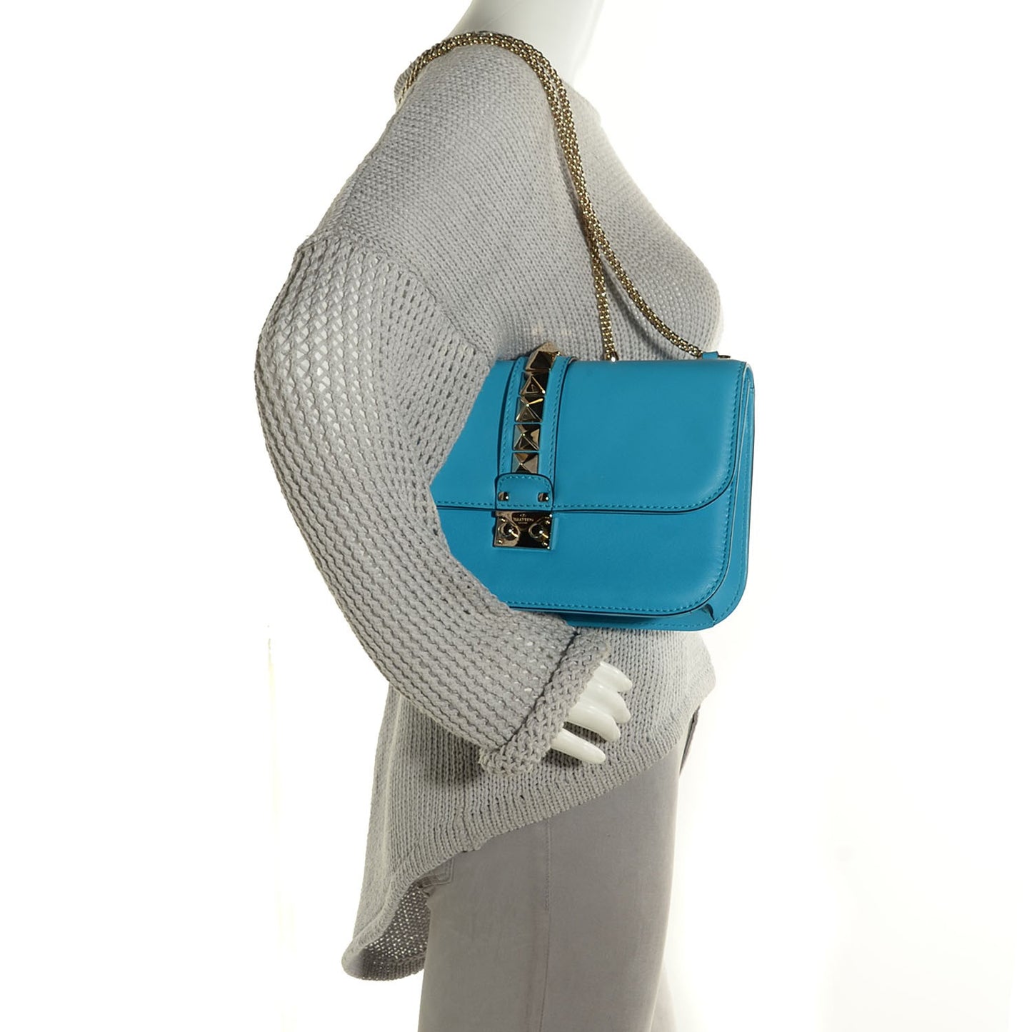 Vitello Medium Glam Lock Rockstud Flap Parrot