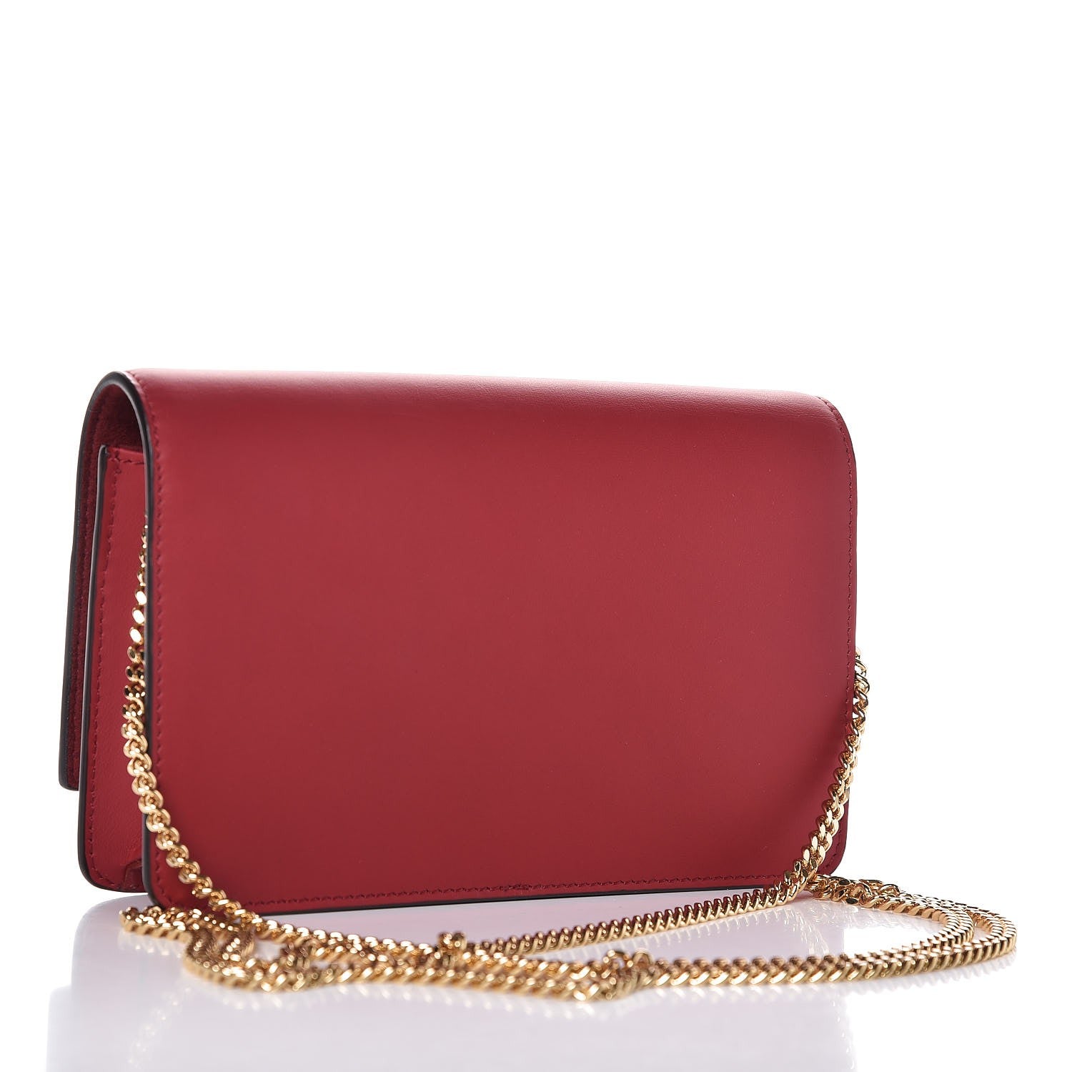 Fendi Vitello Century Eyebrow Monster Eyes Embossed Tube Wallet on Chain Fragola 3 of 7