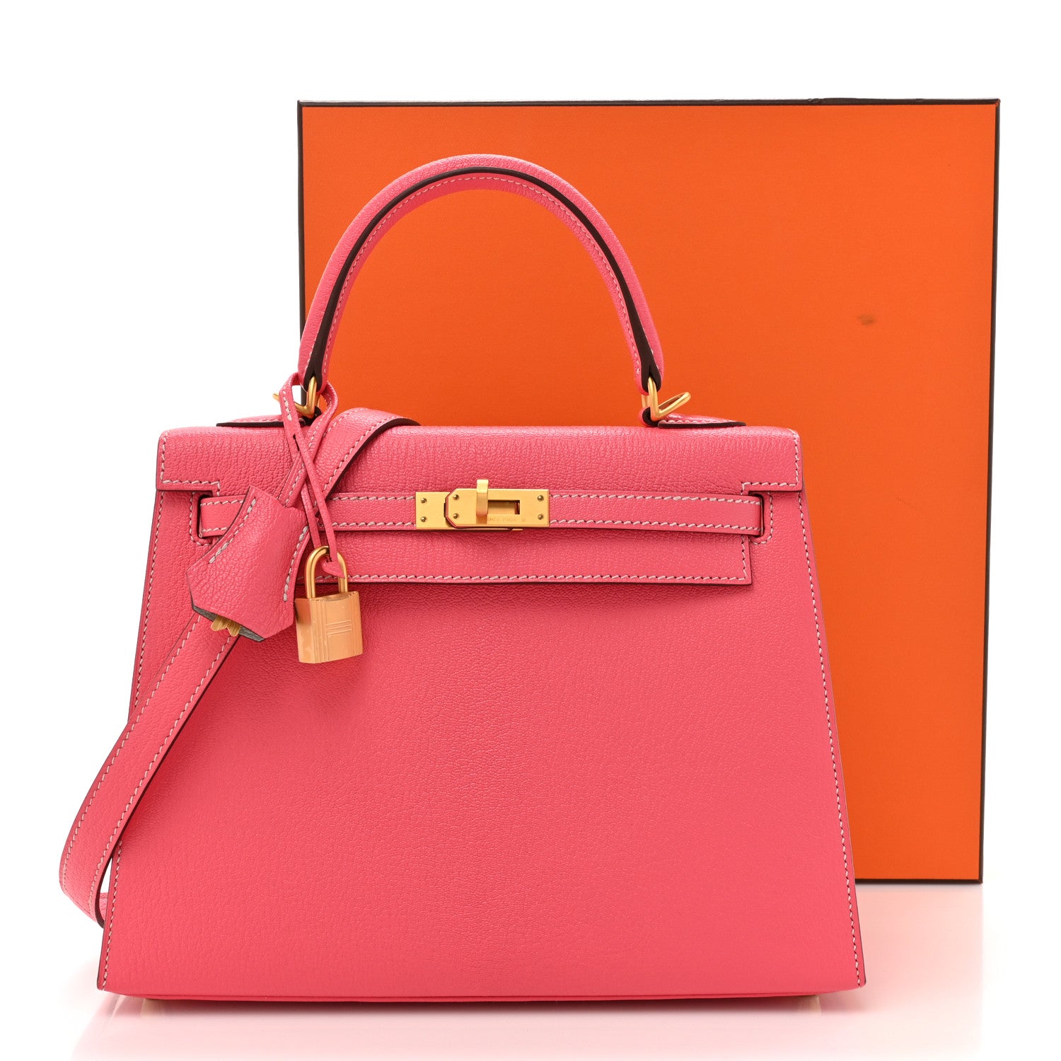 Hermes Chevre Mysore Horseshoe Kelly Sellier 25 Rose Lipstick Gris Pale 13 of 13