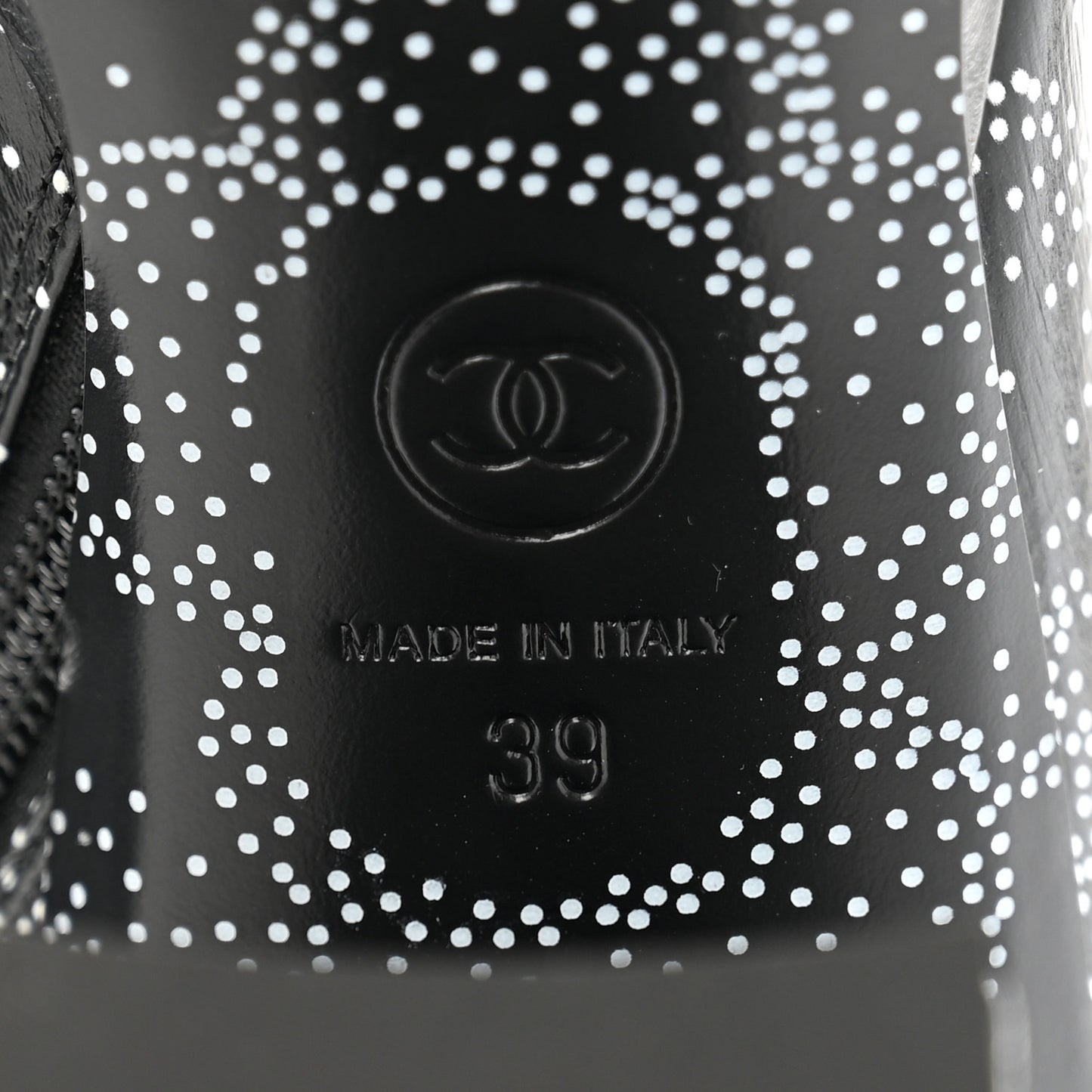 Calfskin Camellia Printed Ankle Boots 39 Black White