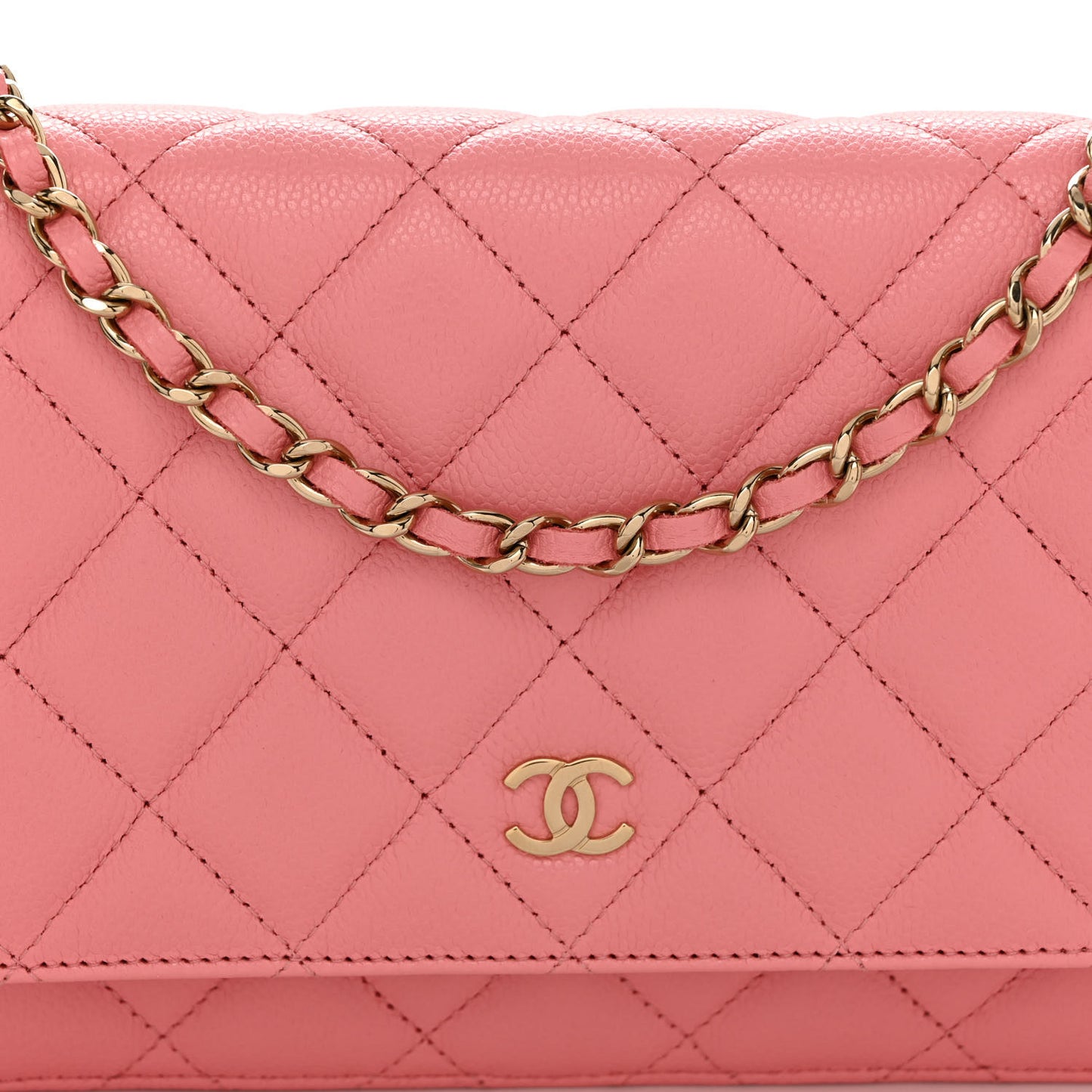 Caviar Quilted Wallet on Chain WOC Dark Pink