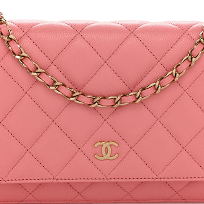 Chanel Caviar Quilted Wallet on Chain WOC Dark Pink 9 of 11