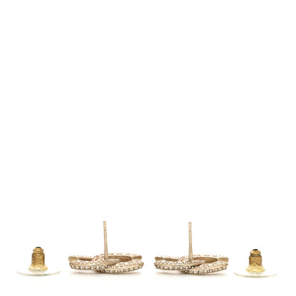 Chanel Crystal Timeless CC Earrings Light Gold 3 of 4