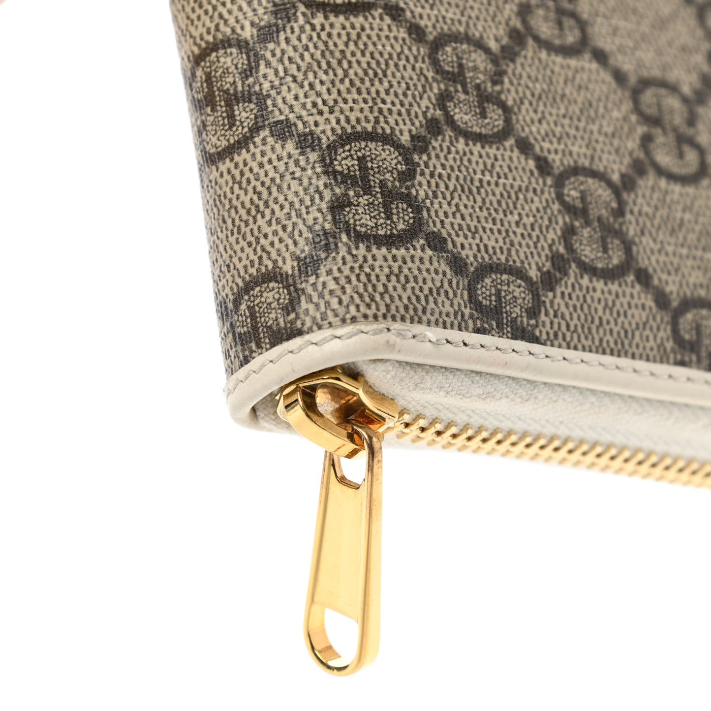 GG Supreme Monogram Azalea Calfskin Horsebit 1955 Zip Around Wallet Beige Ebony Mystic White
