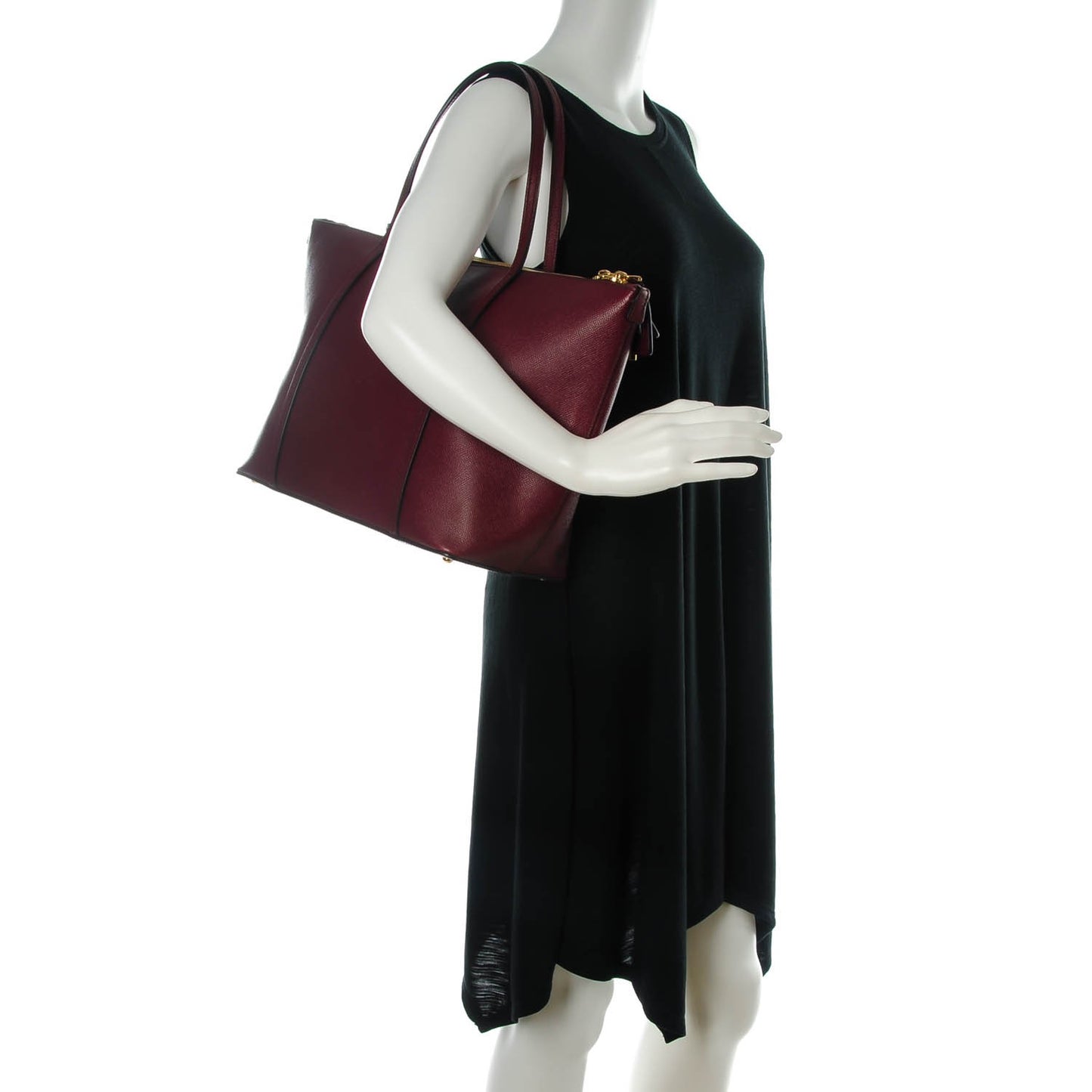 Textured Calfskin Miss Escape Tote Grapes