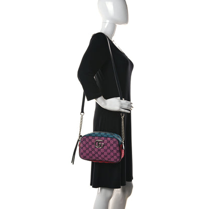 Gucci Monogram Multicolor Matelasse Diagonal Small GG Marmont Chain Shoulder Bag Pink Blue Green Red Light Blue 2 of 9