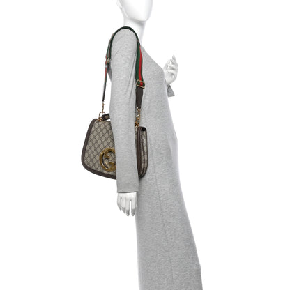 Gucci GG Supreme Monogram Textured Dollar Calfskin Web Medium Blondie Top Handle Shoulder Flap Bag Beige Ebony New Acero 2 of 10