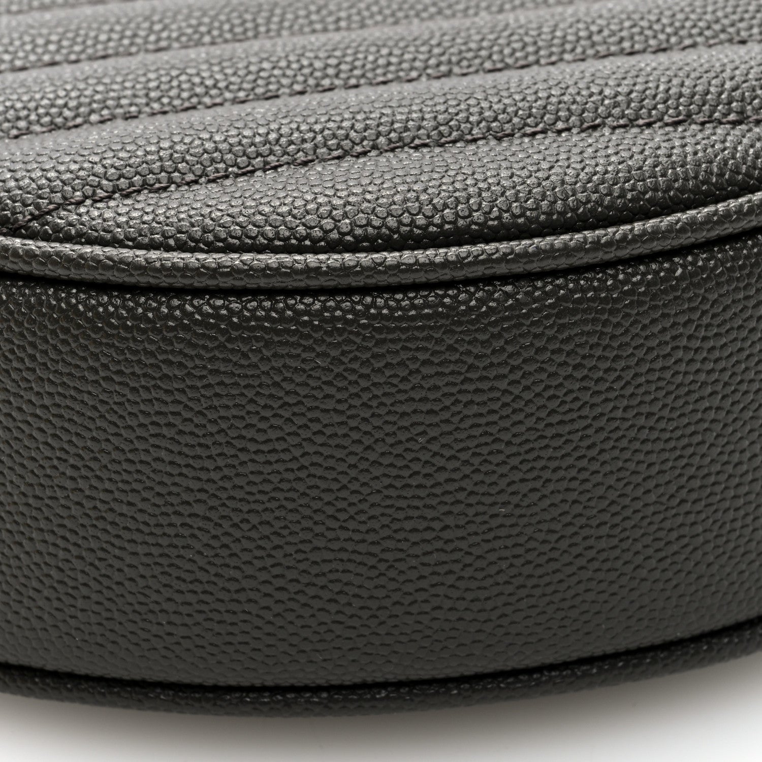 Saint Laurent Grain De Poudre Matelasse Chevron Quilted Round Vinyle Camera Bag Pebble 8 of 9