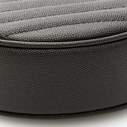 Saint Laurent Grain De Poudre Matelasse Chevron Quilted Round Vinyle Camera Bag Pebble 8 of 9