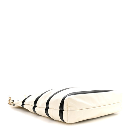 Chanel Shiny Calfskin Striped Small Chanel 22 Black White 5 of 12