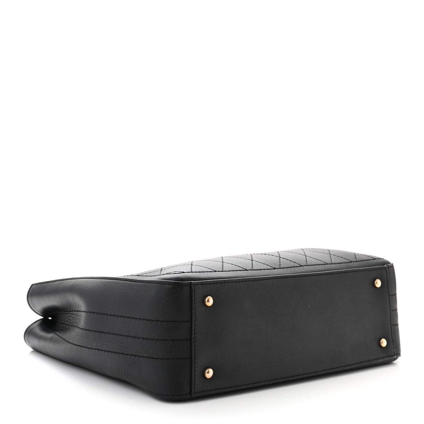 Bullskin Stitched Bi-Color Large Shopping Tote Black