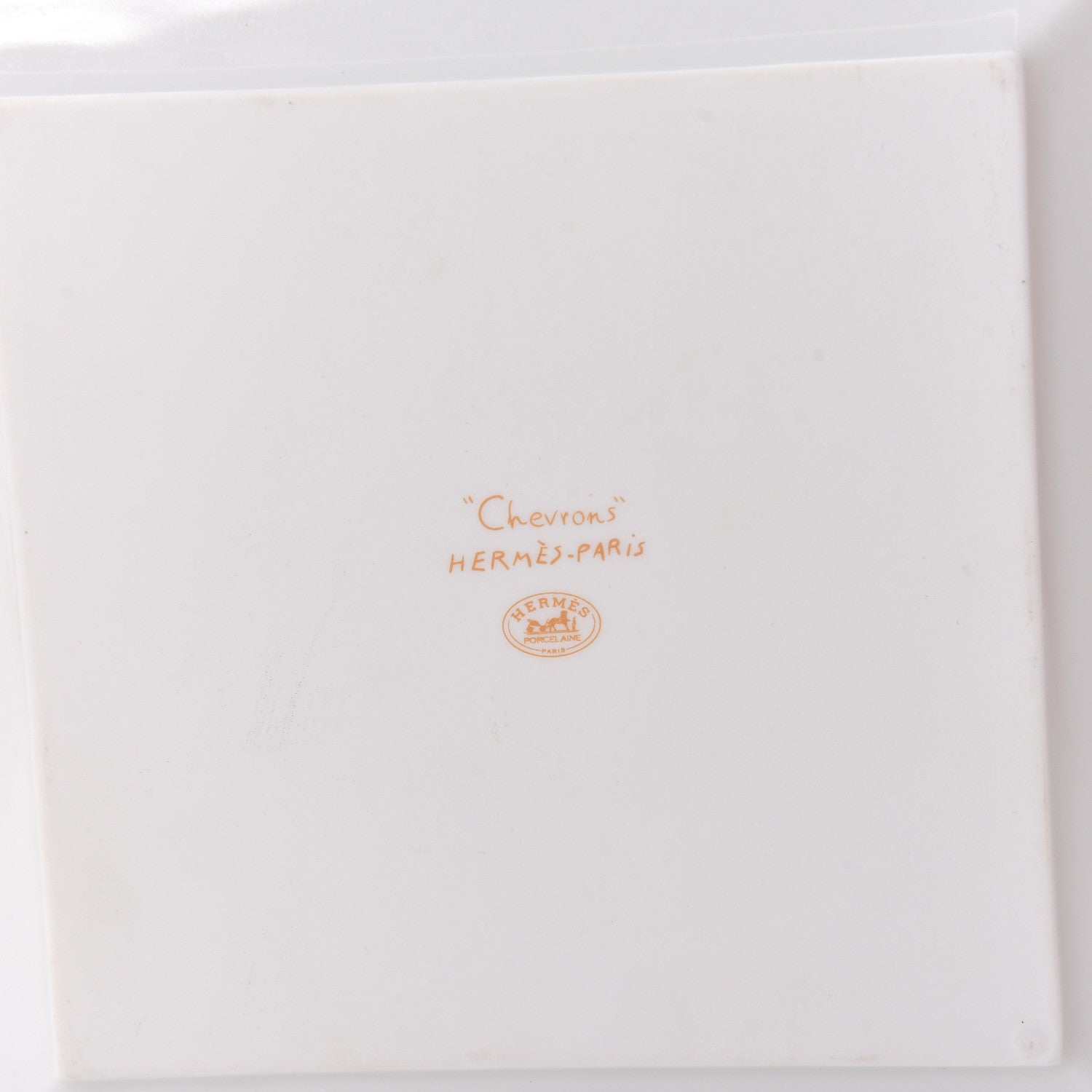 Hermes Porcelain Chevrons Set of 3 Square Plates Gold 5 of 6