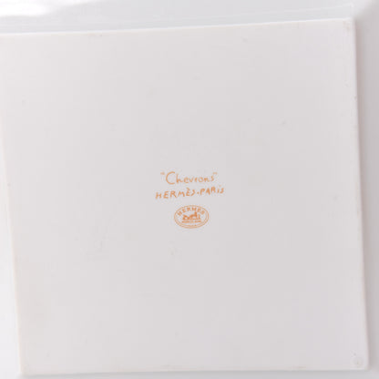 Hermes Porcelain Chevrons Set of 3 Square Plates Gold 5 of 6