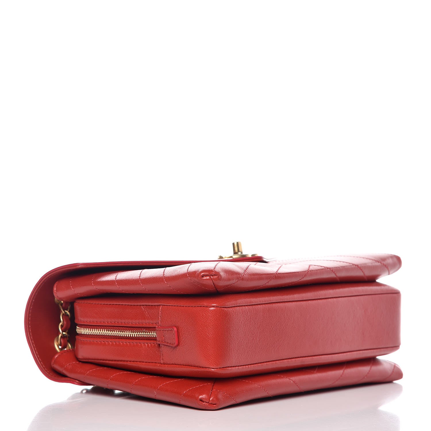Chanel Lambskin Chevron Stitched Medium Envelope Flap Red 4 of 9