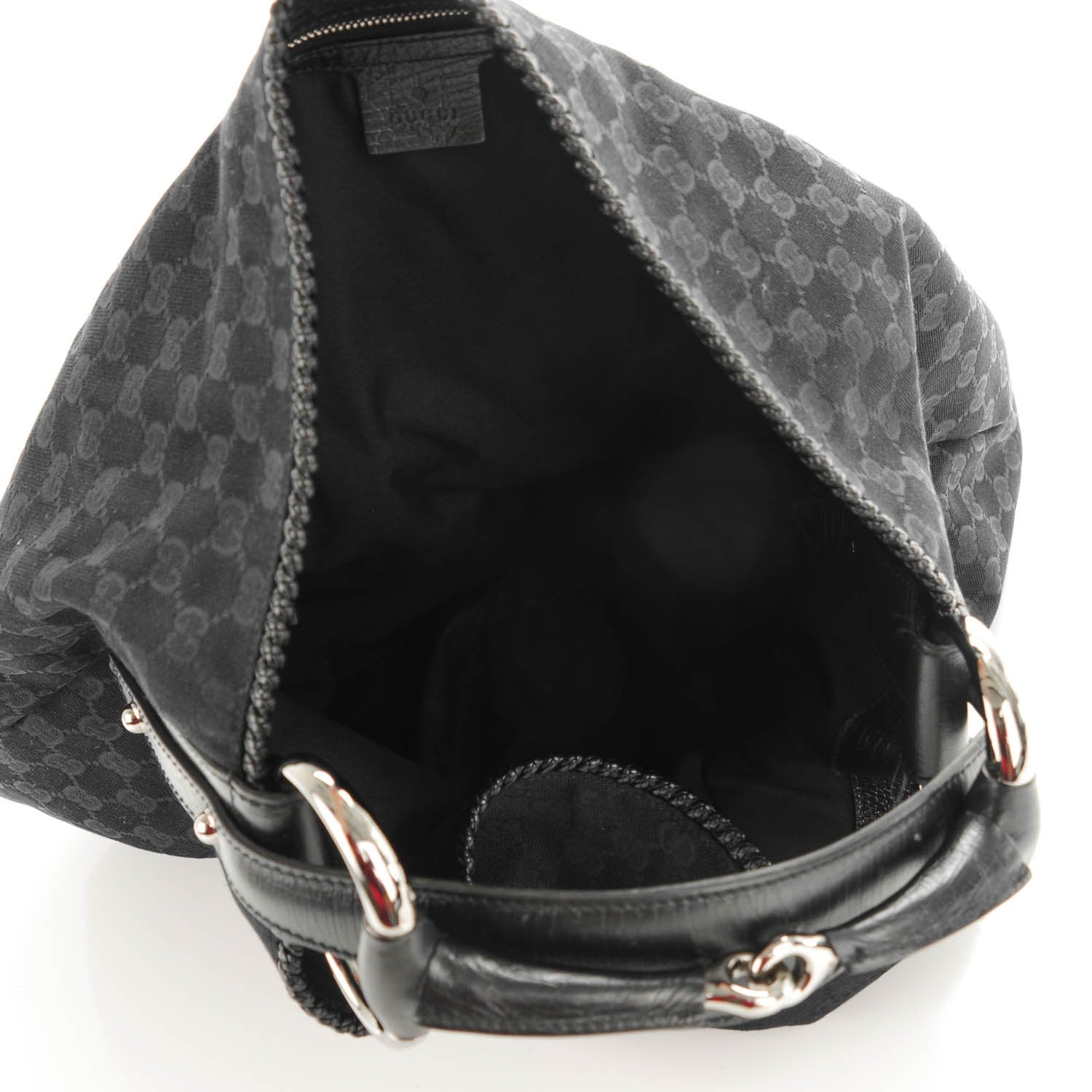 Gucci Monogram Large Horsebit Chain Hobo Black 5 of 7