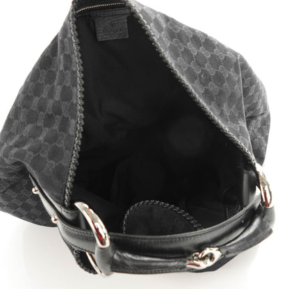 Gucci Monogram Large Horsebit Chain Hobo Black 5 of 7