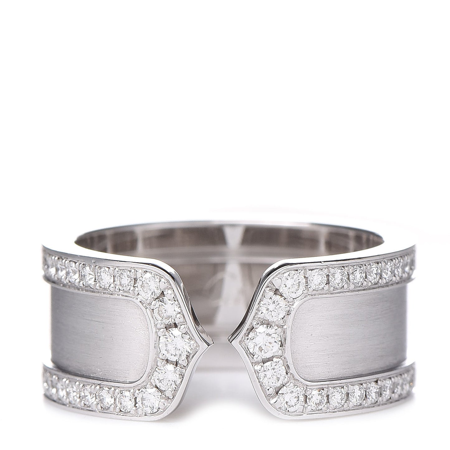 18K White Gold Diamond Logo De Cartier Paved Ring 51 5.75
