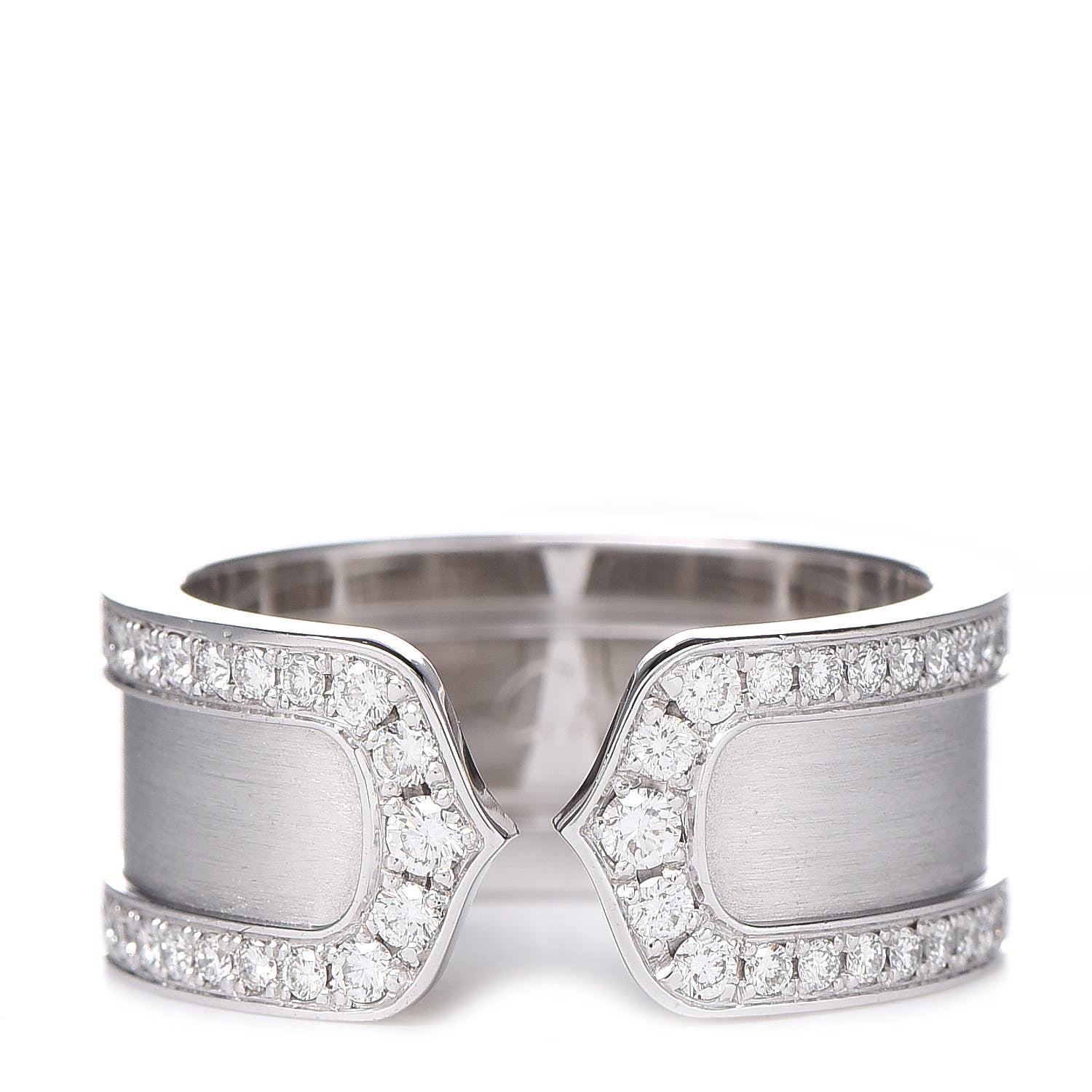 Cartier 18K White Gold Diamond Logo De Cartier Paved Ring 51 5.75 1 of 6