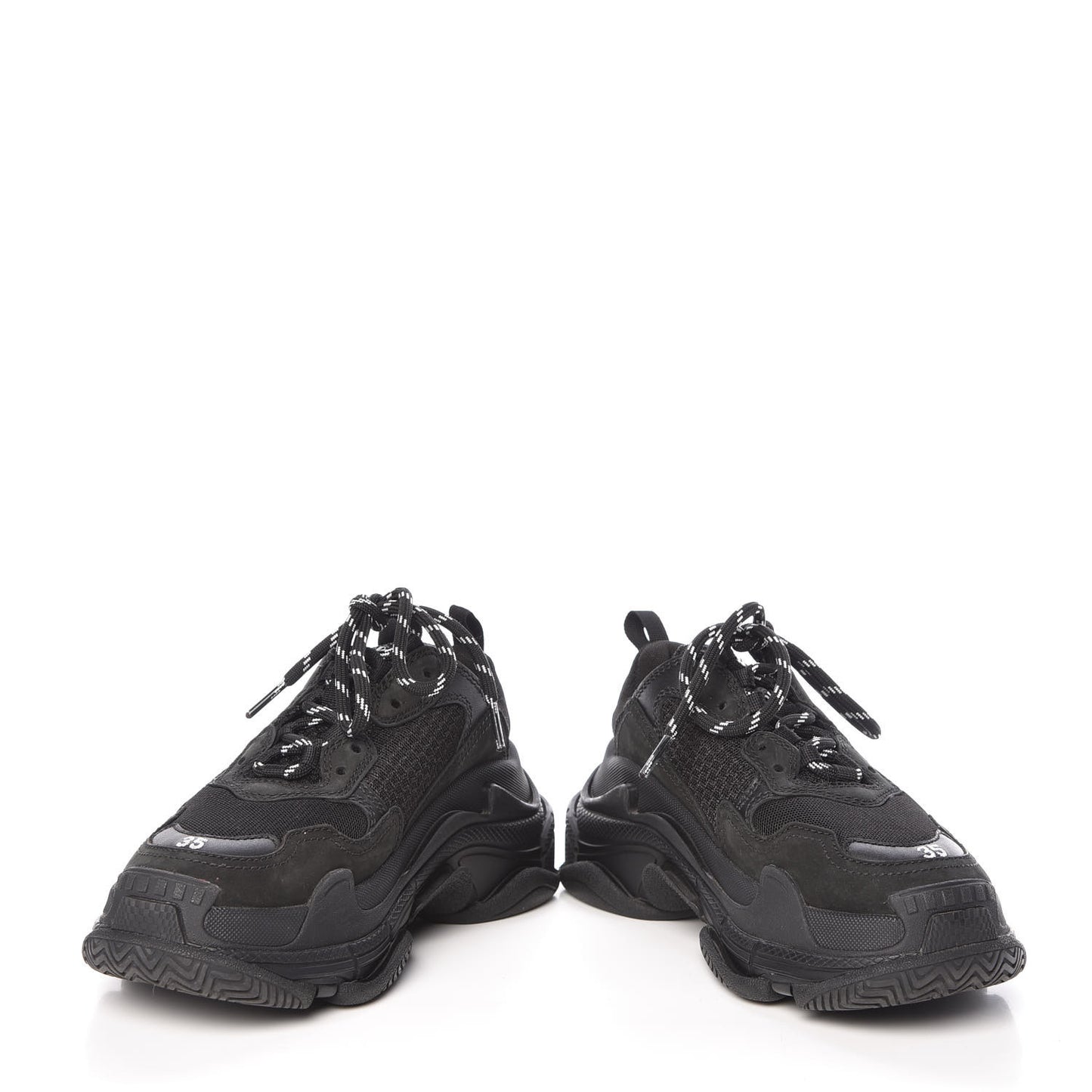Fabric Mesh Womens Triple S Sneakers 35 Black