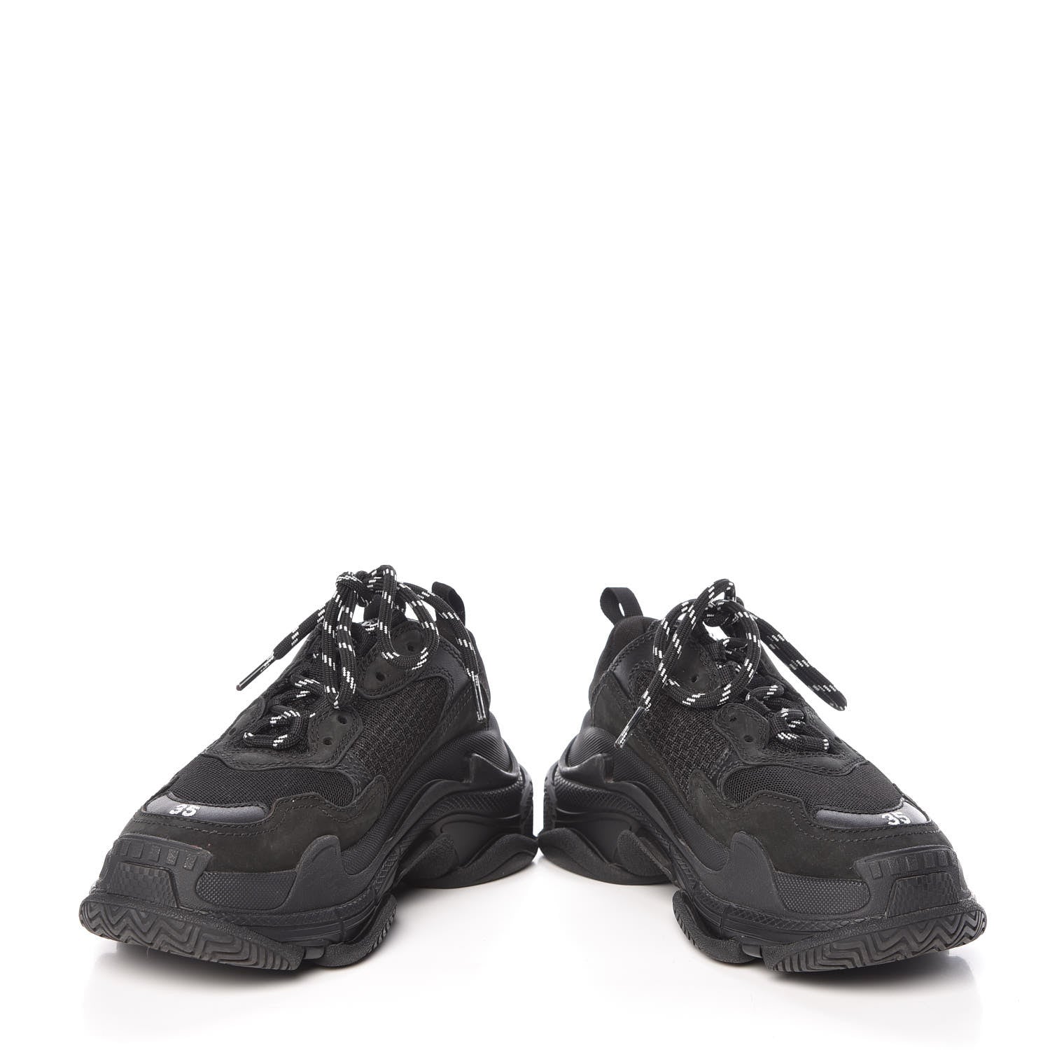 Balenciaga Fabric Mesh Womens Triple S Sneakers 35 Black 5 of 9