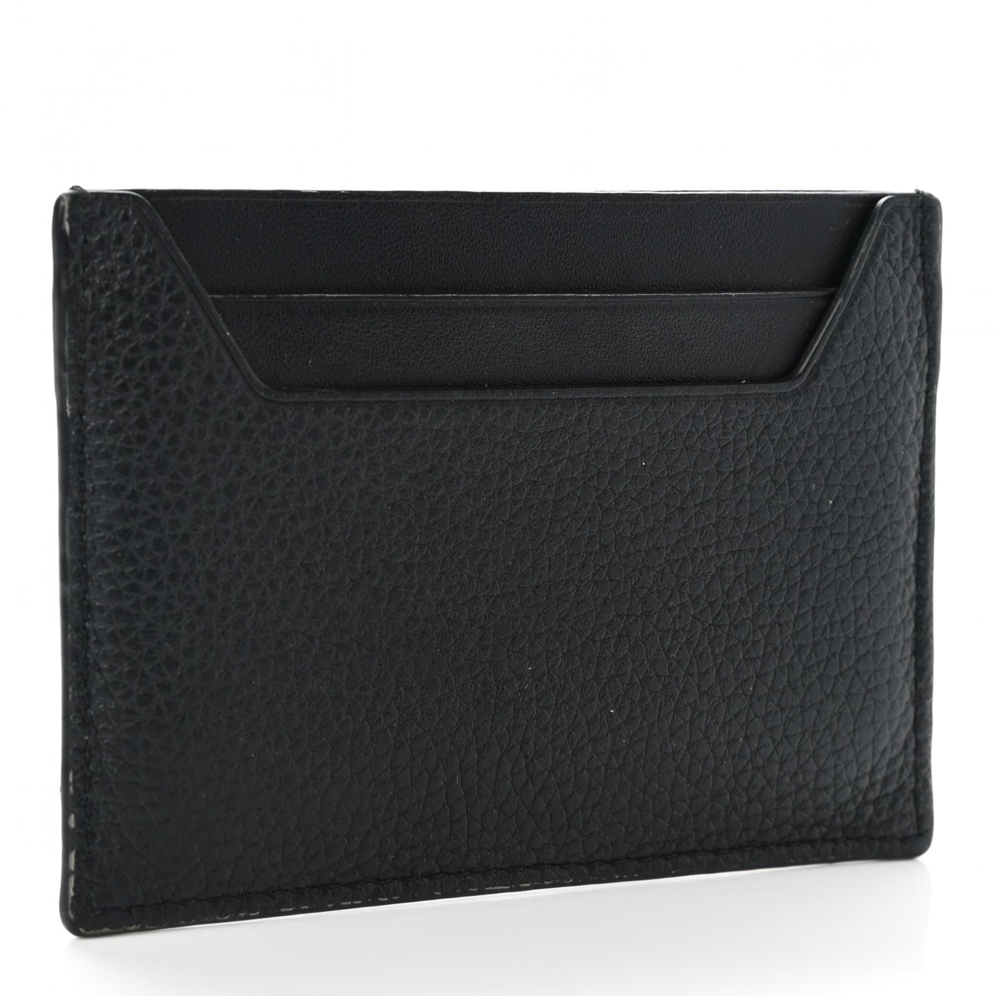 Soft Grained Calfskin Plain Card Holder Black