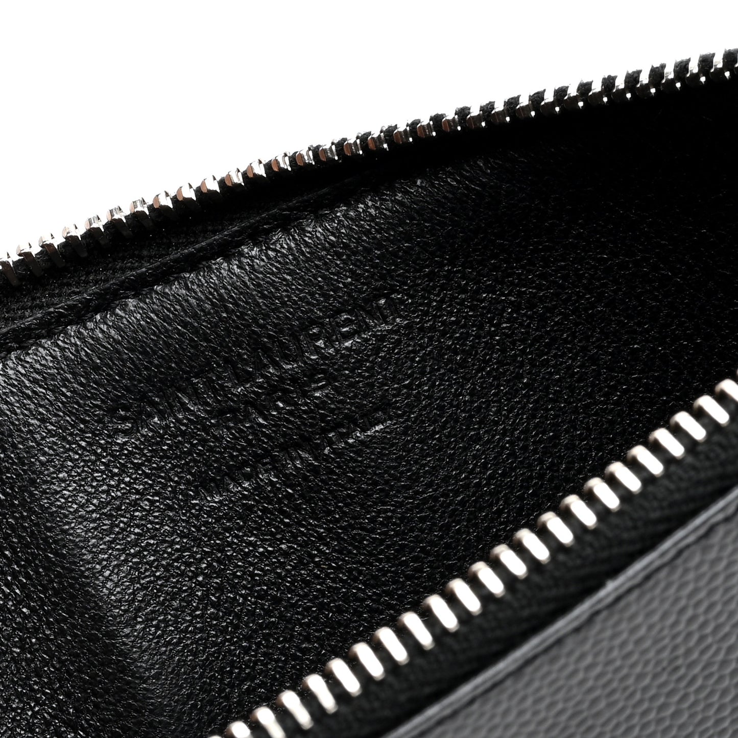 Grained Calfskin Zip Pouch Tech Card Holder Black