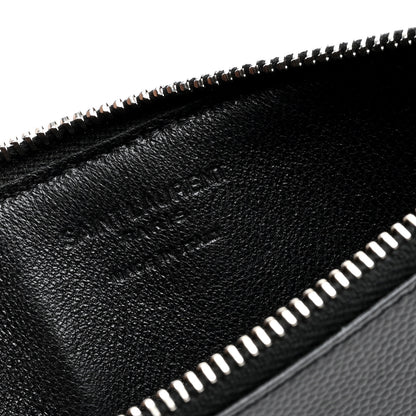 Saint Laurent Grained Calfskin Zip Pouch Tech Card Holder Black 6 of 6