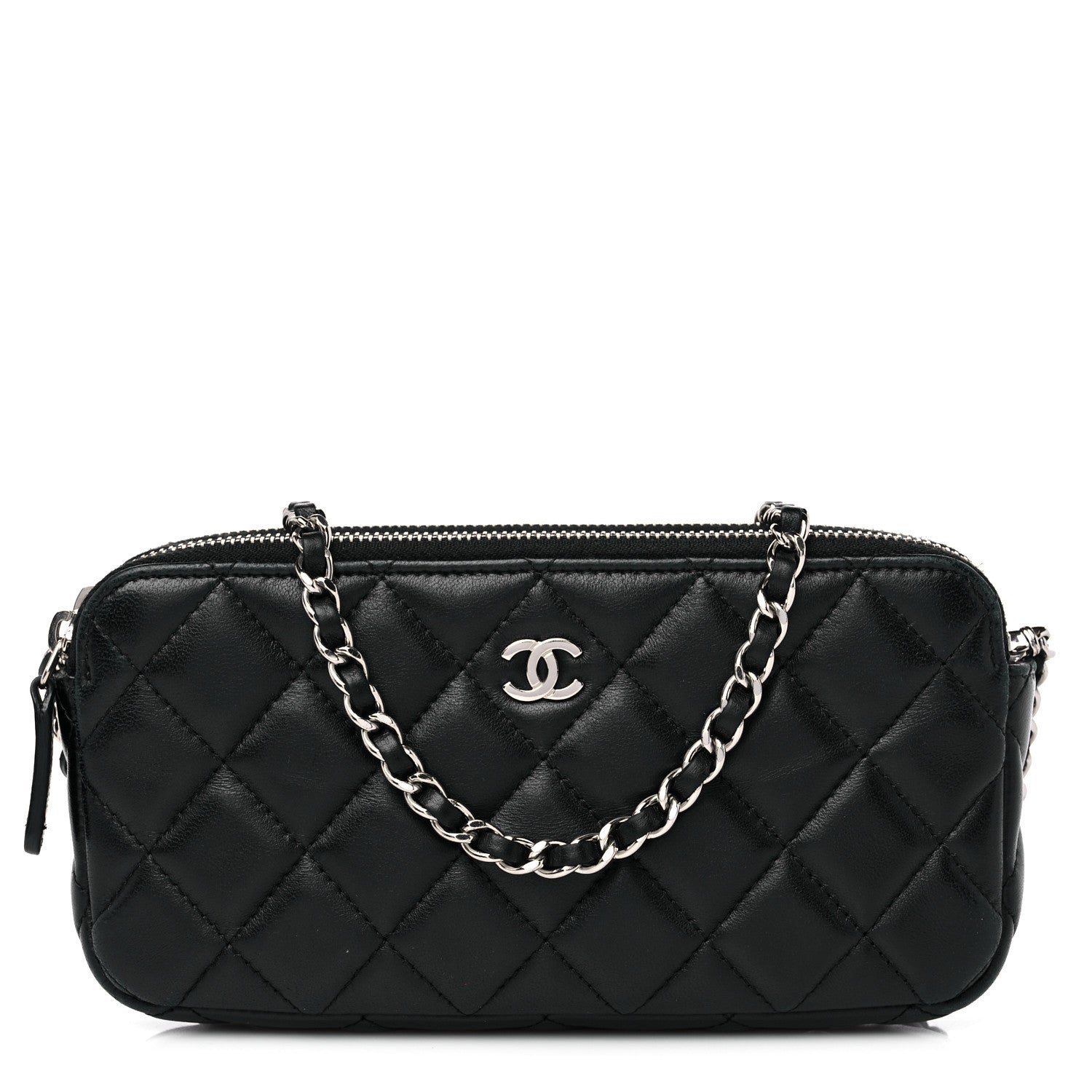 Chanel Lambskin Quilted Small Clutch With Chain Black 1 of 14