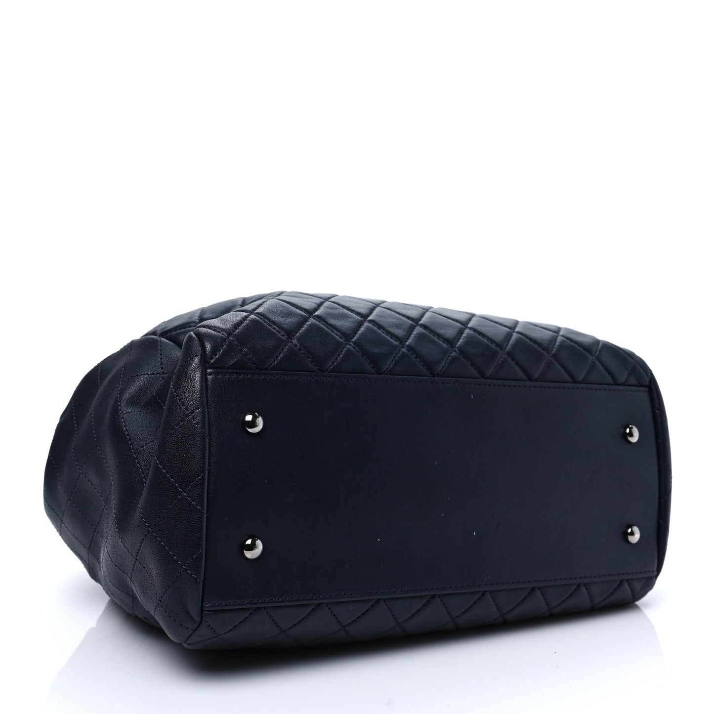 Lambskin Quilted Large Drawstring Shoulder Bag Dark Purple