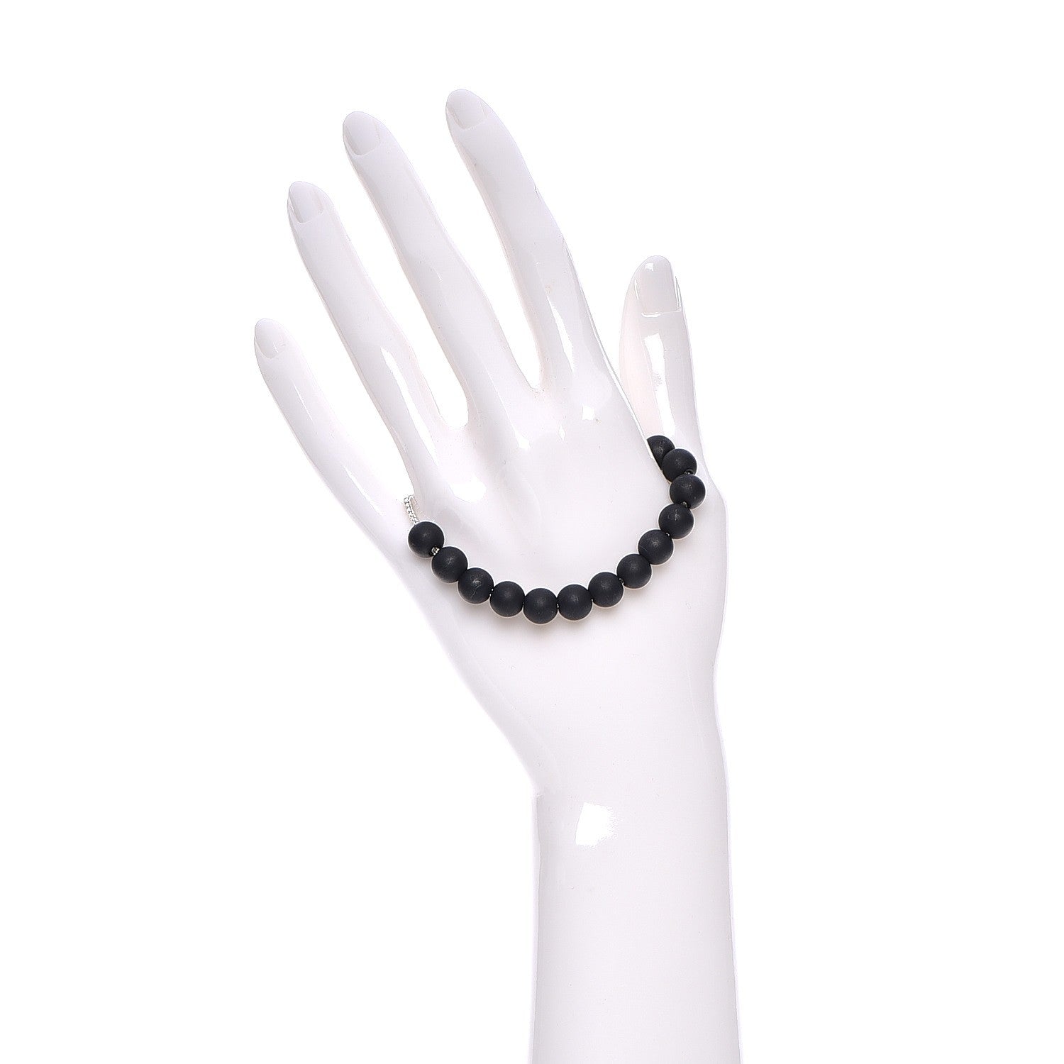 David Yurman Sterling Silver Black Onyx 8mm Spiritual Beads Adjustable Bracelet 2 of 4