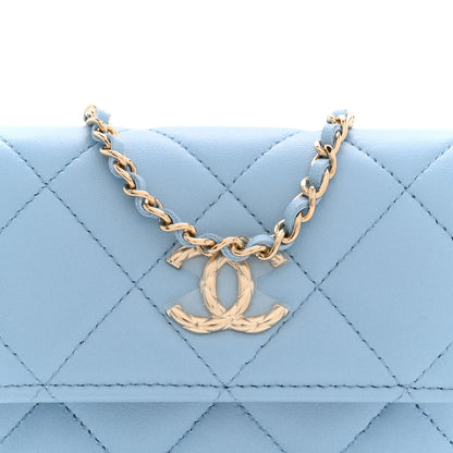 Chanel Lambskin Quilted Chain Around Coin Purse With Chain Light Blue 8 of 11