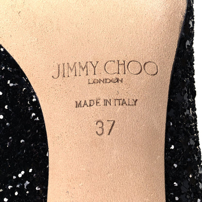 Jimmy Choo Coarse Glitter Pointy Toe Romy 40 Pumps 37 Black 6 of 7
