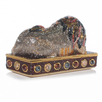 Judith Leiber Semi-Precious Stone and Crystal Lion Minaudiere Clutch 3 of 6
