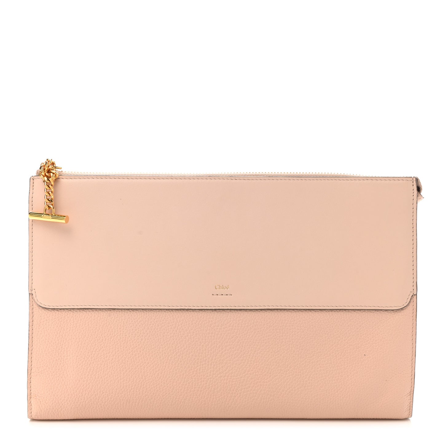 Grained Calfskin Joe Clutch Cement Pink