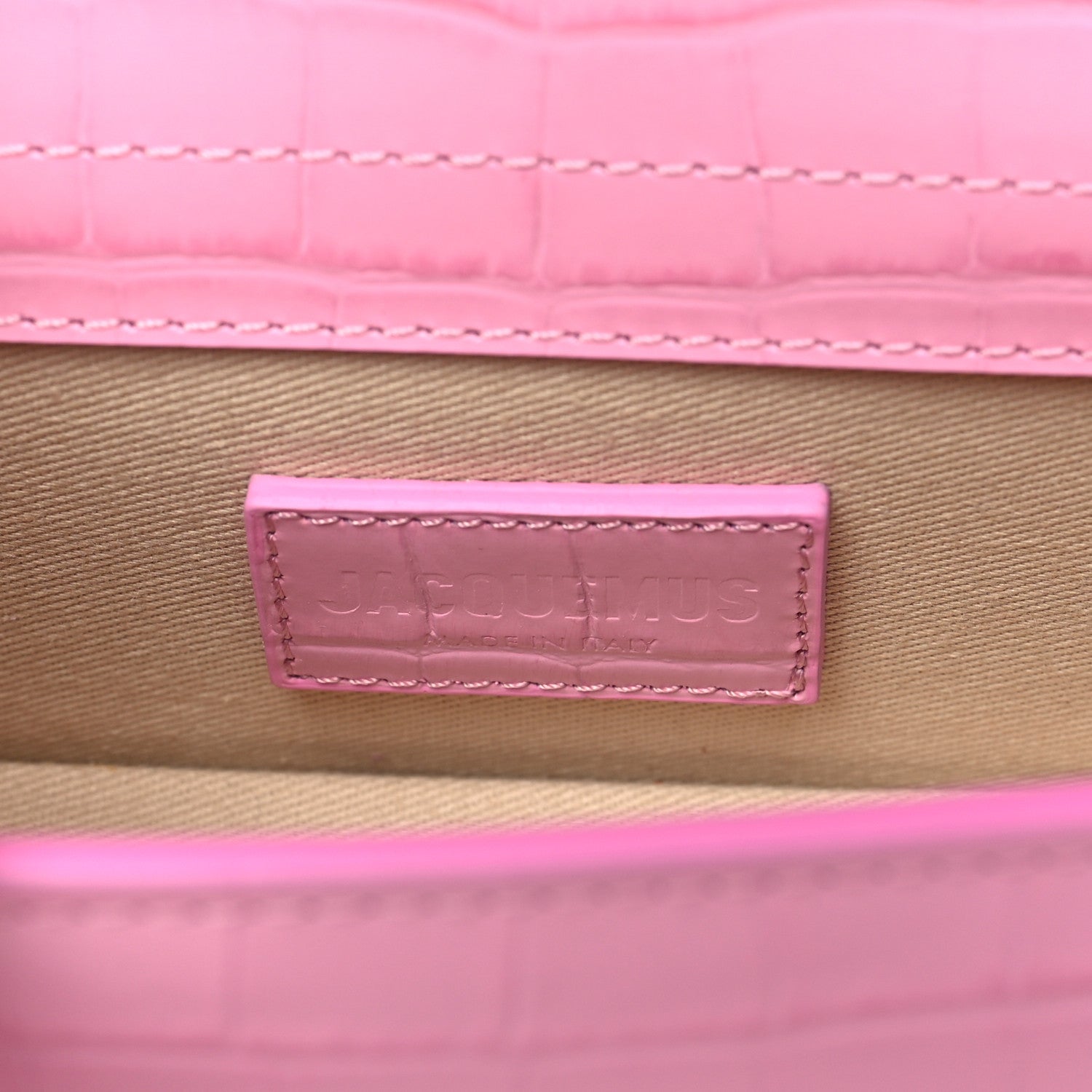 Jacquemus Calfskin Crocodile Embossed Le Bambino Pink 6 of 9