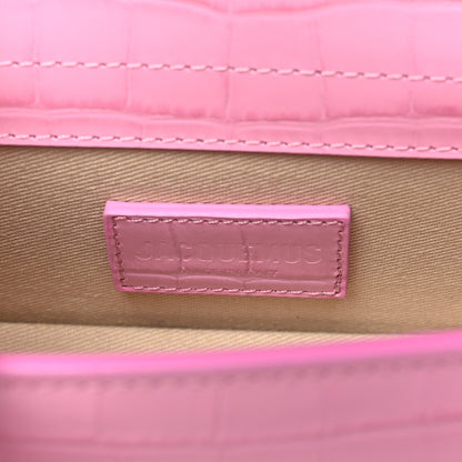 Jacquemus Calfskin Crocodile Embossed Le Bambino Pink 6 of 9
