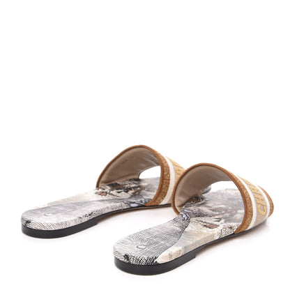Christian Dior Canvas Lurex Baobab Embroidered Dway Flat Slide Sandals 36.5 Beige 4 of 8