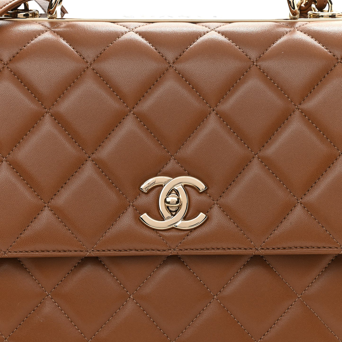 Lambskin Quilted Large Trendy CC Flap Camel