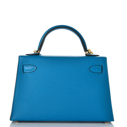 Hermes Chevre Mysore Mini Kelly Sellier 20 Bleu Zanzibar 4 of 29