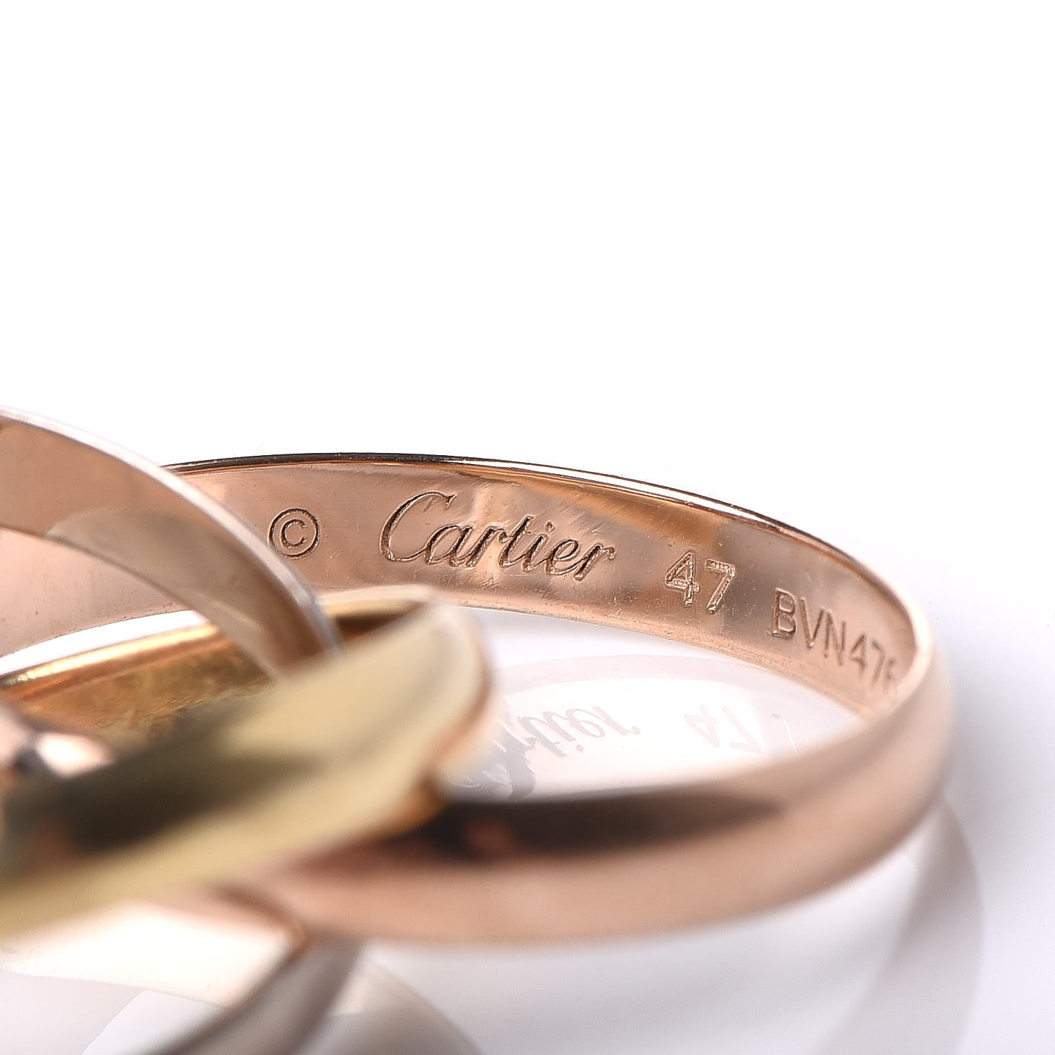 Cartier 18K Pink Yellow White Gold Small Trinity Ring 47 4 7 of 11