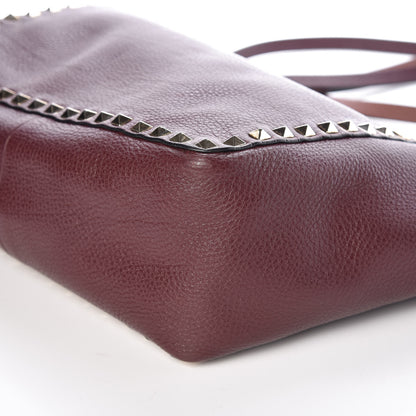 Valentino Garavani Pebbled Calfskin Small Rockstud Reversible Tote Rubin Blush 10 of 14