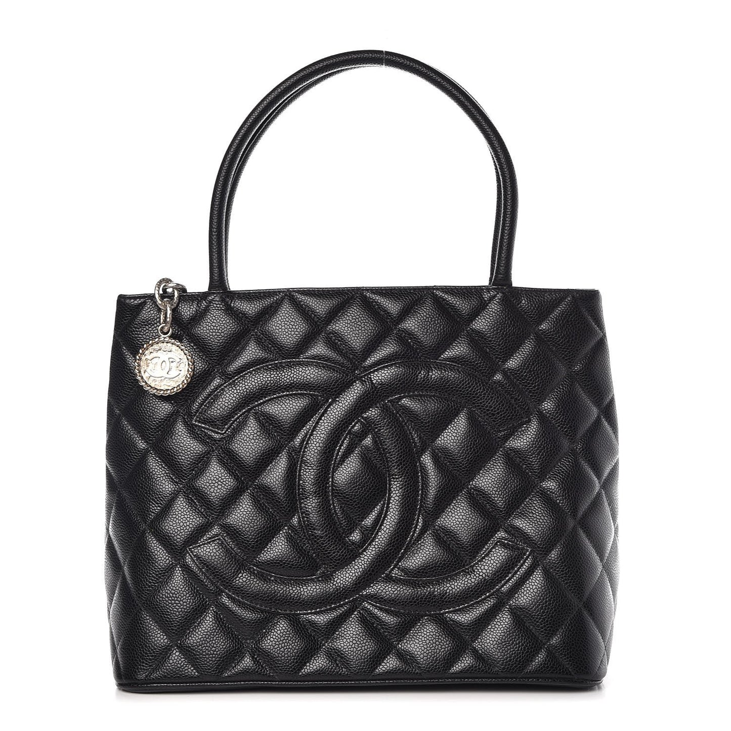 Caviar Quilted Medallion Tote Black