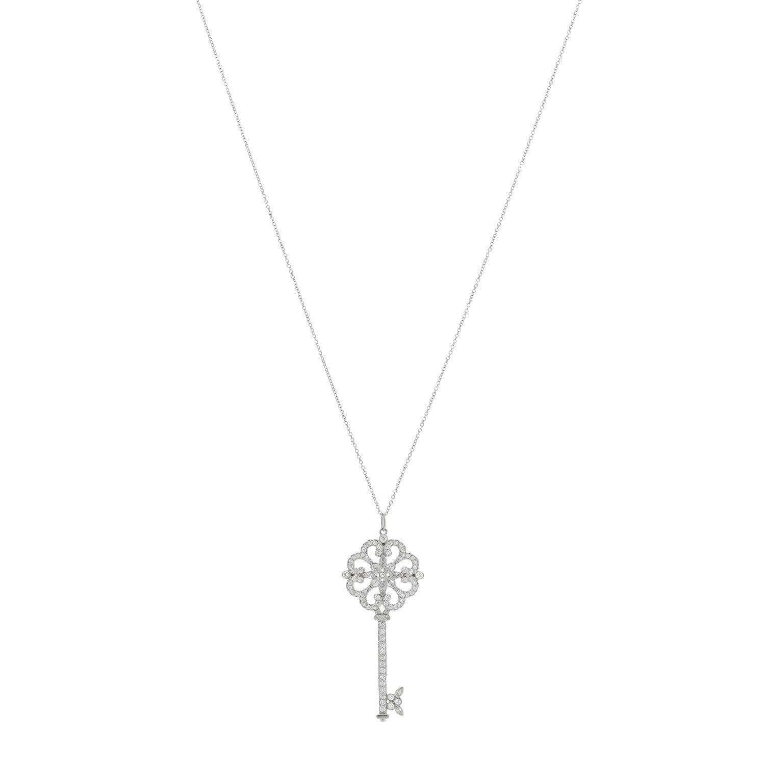 Tiffany Platinum Diamond Enchant Primrose Key Pendant 1 of 5