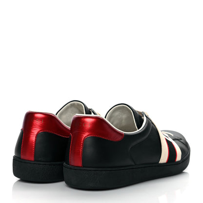 Gucci Calfskin Stripe Mens New Ace Sneakers 12 Black Ecru Red Flame 4 of 7