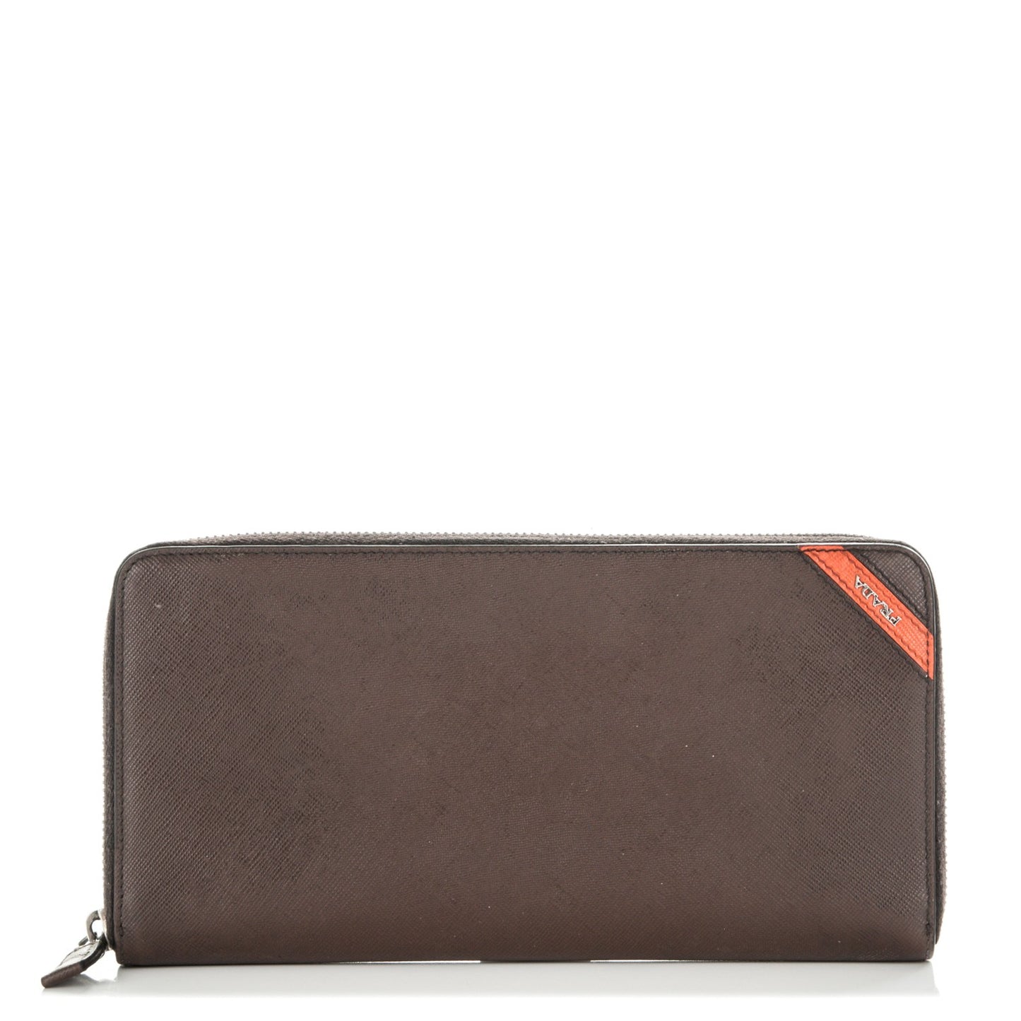 Saffiano Large Zip Around Travel Wallet Brown