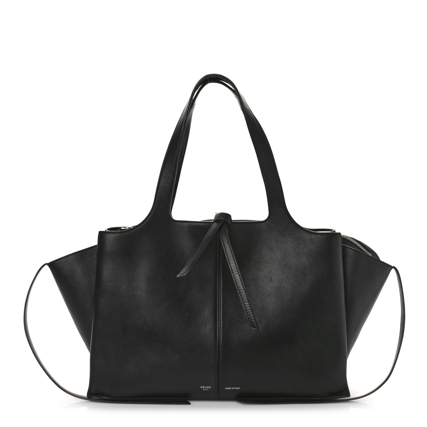 Supple Natural Calfskin Medium Tri-Fold Bag Black