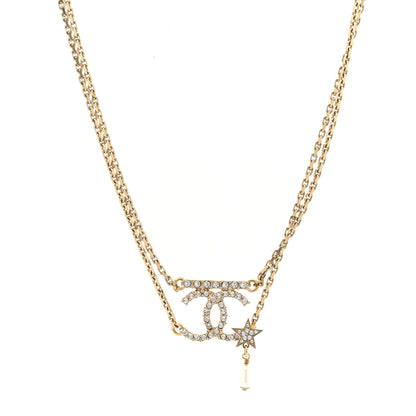 Chanel Pearl Crystal CC Star Choker Necklace Gold 1 of 6