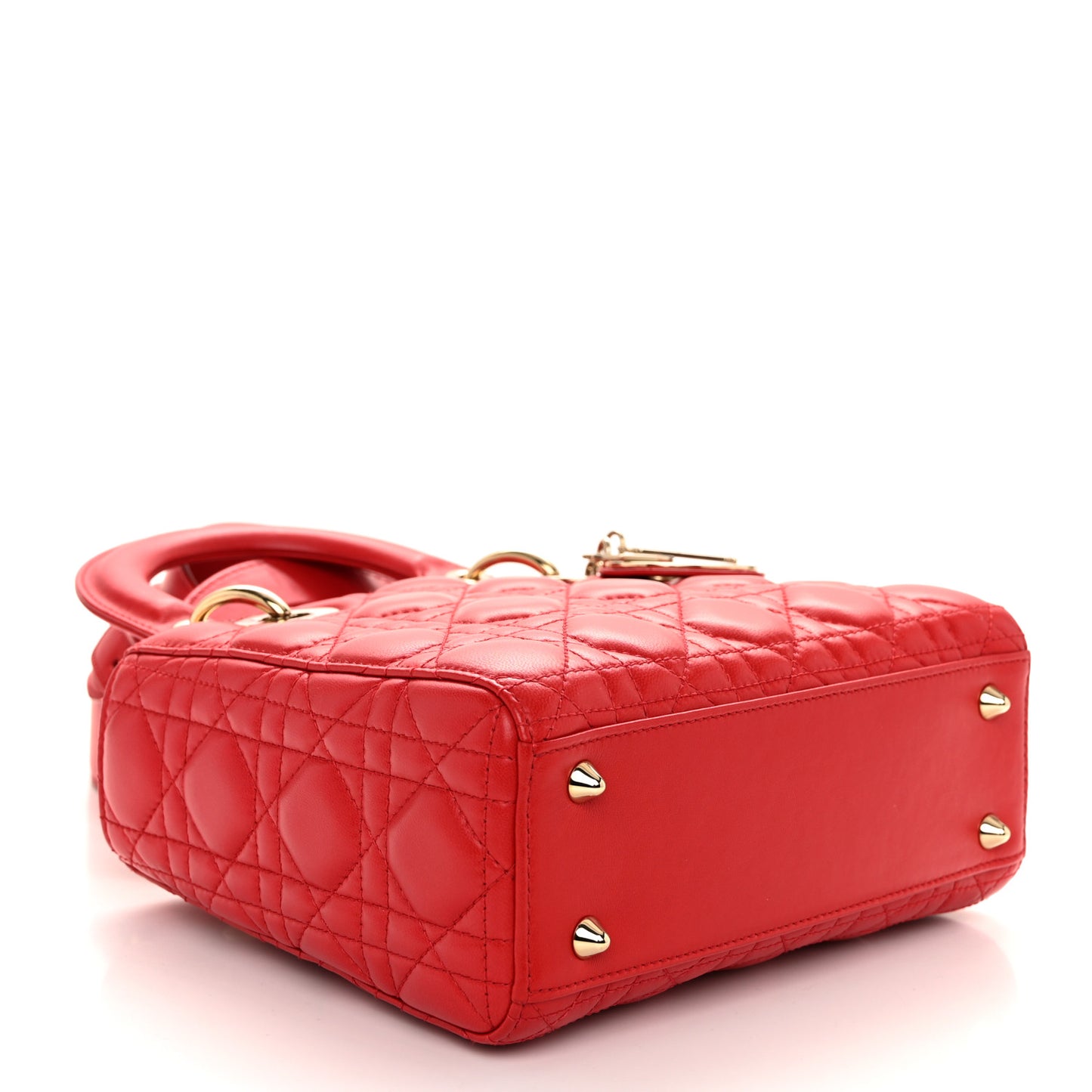 Lambskin Cannage Small Lucky Badges My Lady Dior Red